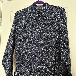 Land’s End 18W No Iron 100% Supima Cotton Allover Print Long Slv Button Down Top